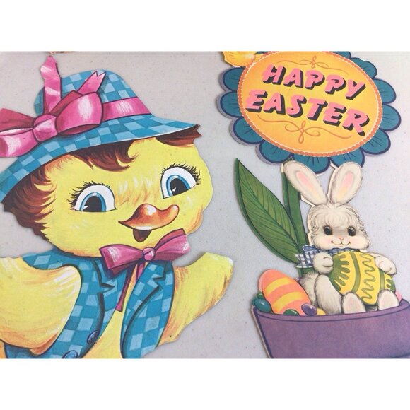 Vintage Easter Rabbit Die Cut Cutout Decorations Lot of 6 - Picture 4 of 7